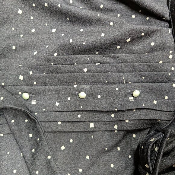 VINTAGE Strait Lane Black Polka Dot Midi Dress with Belt Size 12 - Picture 13 of 14